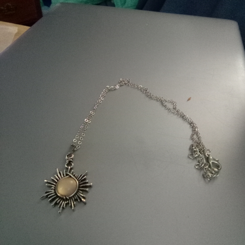 Simulated Opal Tibetan Silver Necklace